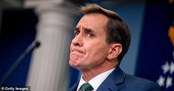 WASHINGTON, DC - DECEMBER 12: White House National Security Communications Adviser John Kirby listens to a question from a reporter during a news conference in the Brady Press Briefing Room at the White House on December 12, 2024 in Washington, DC. White House Press Secretary Karine Jean-Pierre and Kirby discussed U.S. President Joe Biden's decision to commute the sentences of almost 1,500 offenders and pardon 39 people convicted of nonviolent crimes, mysterious drone sightings in New Jersey and other areas along the East Coast, the status of Travis Timmerman and Austin Tice, and other topics. (Photo by Andrew Harnik/Getty Images) *** BESTPIX ***