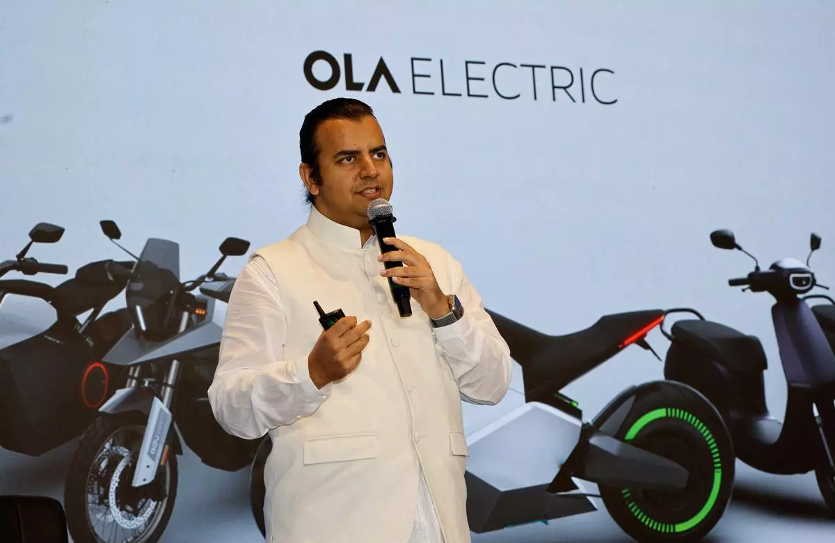 Bhavish Aggarwal, the founder of Ola Electric, ahead of the company’s IPO launch in Mumbai, on July 29, 2024. Of late, Ola Electric has been mired with leadership exits, regulatory scrutiny, and disclosure lapses, not to mention social media spats.